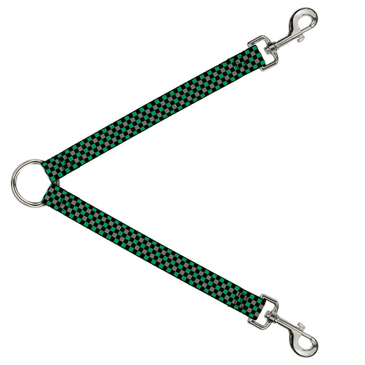 Dog Leash Splitter - Mini Checker Black/Gray/3 Green Dog Leash Splitters Buckle-Down   