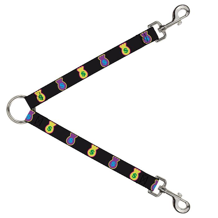 Dog Leash Splitter - Money Bags Black/Multi Color Dog Leash Splitters Buckle-Down   