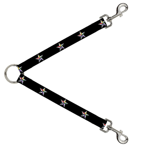 Dog Leash Splitter - Nautical Star Black/White/Multi Color Dog Leash Splitters Buckle-Down   