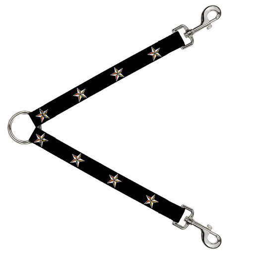 Dog Leash Splitter - Nautical Star Black/White/Rainbow Dog Leash Splitters Buckle-Down   