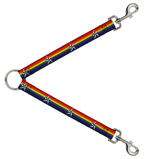 Dog Leash Splitter - Nautical Star Rainbow/White/Black Dog Leash Splitters Buckle-Down   
