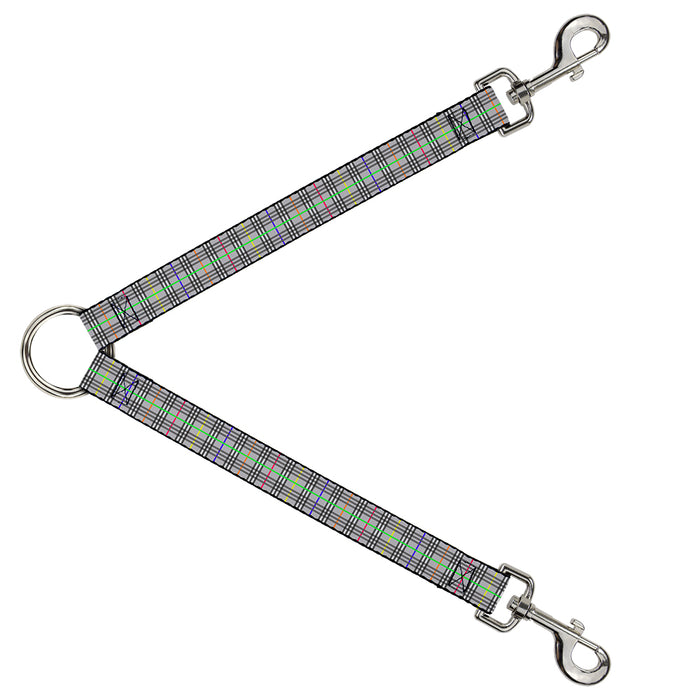 Dog Leash Splitter - Plaid Gray/Multi Neon Dog Leash Splitters Buckle-Down   
