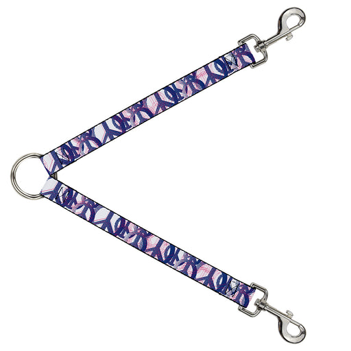 Dog Leash Splitter - Peace Mixed White/Blue/Pink Dog Leash Splitters Buckle-Down   