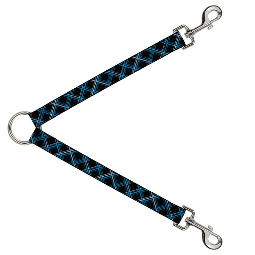 Dog Leash Splitter - Plaid Black/Turquoise/Gray Dog Leash Splitters Buckle-Down   