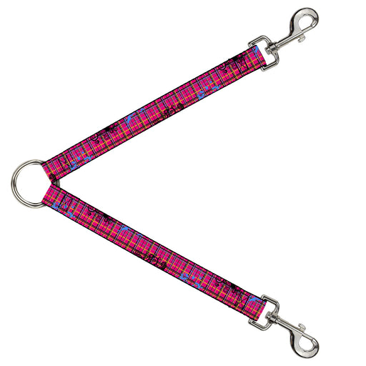 Dog Leash Splitter - Plaid Curls Pink/Black/Yellow/Blue Dog Leash Splitters Buckle-Down   