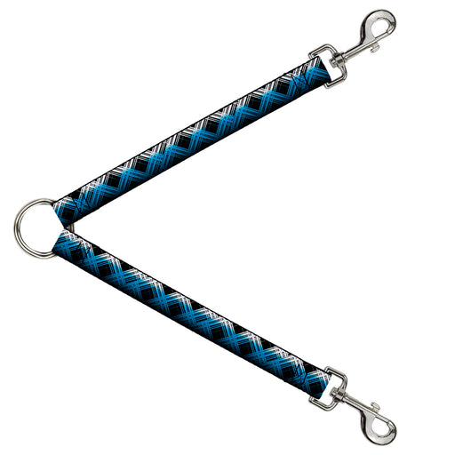 Dog Leash Splitter - Plaid X Gradient Black/White/Blue Dog Leash Splitters Buckle-Down   