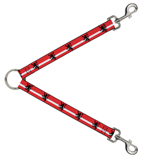 Dog Leash Splitter - Rampant Lion Repeat/Stripes Red/White/Black Dog Leash Splitters Buckle-Down   