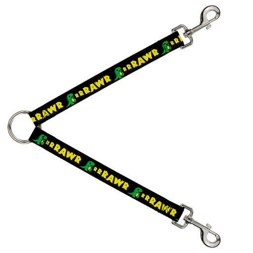 Dog Leash Splitter - RRRAWR Dinosaur Black/Green/Yellow Dog Leash Splitters Buckle-Down   