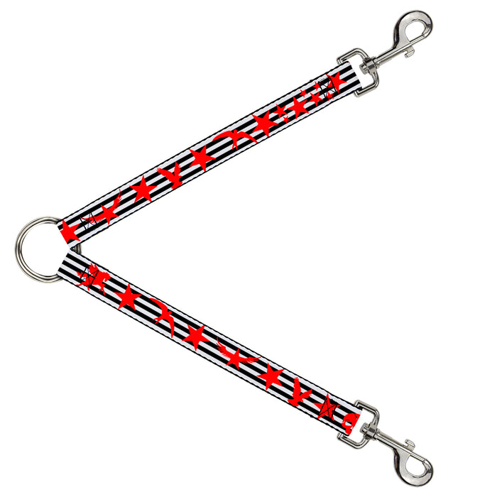 Dog Leash Splitter - Stripes & Stars Black/White/Red Dog Leash Splitters Buckle-Down   
