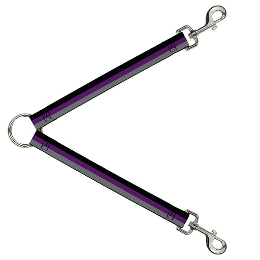 Dog Leash Splitter - Stripes Black/Purple/Gray Dog Leash Splitters Buckle-Down   