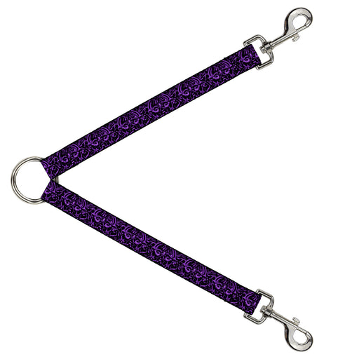 Dog Leash Splitter - Sleeve Skulls Black/Purple Dog Leash Splitters Buckle-Down   