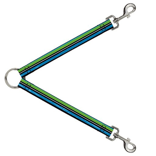 Dog Leash Splitter - Scribble Stripes Blue/Green/White Dog Leash Splitters Buckle-Down   