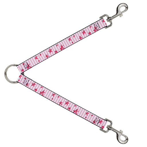 Dog Leash Splitter - Sketch Stars w/Stripes Pink/White/Fuchsia Dog Leash Splitters Buckle-Down   
