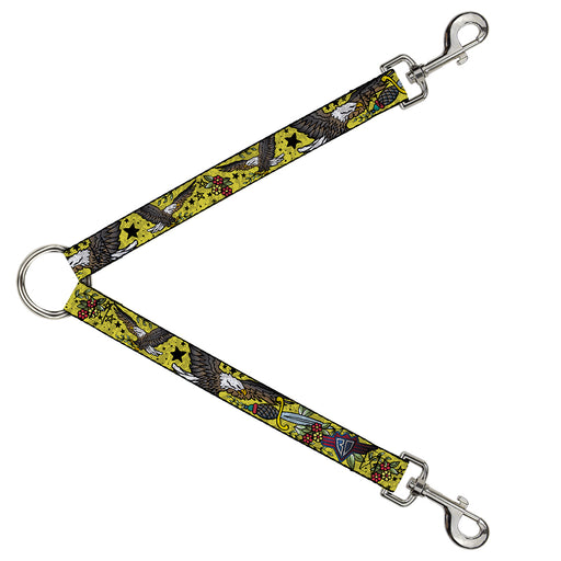 Dog Leash Splitter - Truth and Justice CLOSE-UP Yellow Dog Leash Splitters Buckle-Down   