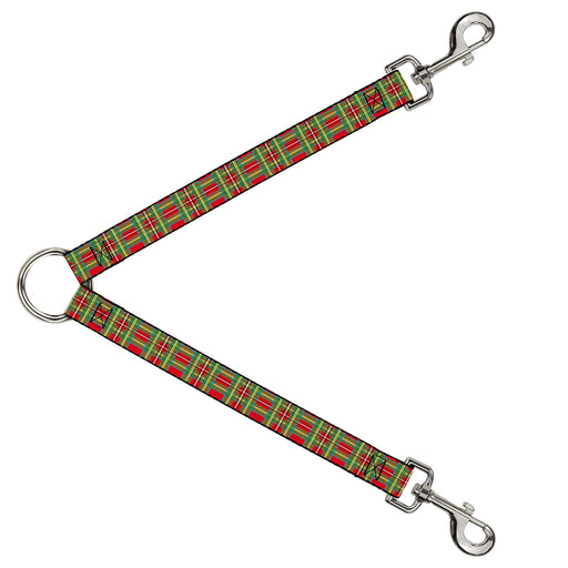 Dog Leash Splitter - Tartan Plaid Red/Green Dog Leash Splitters Buckle-Down   