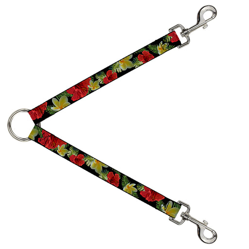 Dog Leash Splitter - Tropical Floral Collage Black/Red/Orange Dog Leash Splitters Buckle-Down   