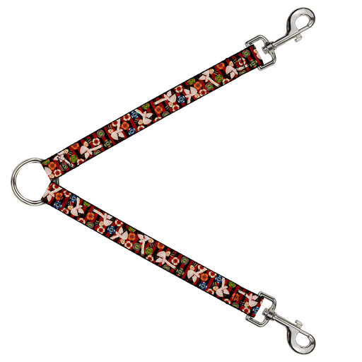 Dog Leash Splitter - Top Hat Pin Up Girl/Poker Chips Vertical Stripes Red/Black Dog Leash Splitters Buckle-Down   