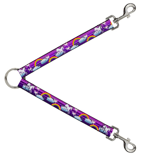 Dog Leash Splitter - Unicorns/Rainbows w/Stripes Purple Dog Leash Splitters Buckle-Down   