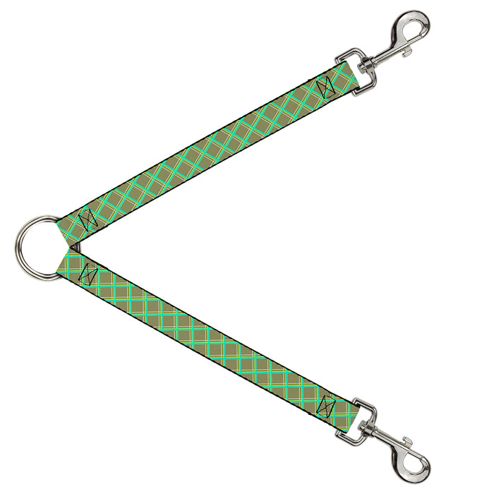 Dog Leash Splitter - Wire Grid Tan/Green/Yellow Dog Leash Splitters Buckle-Down   