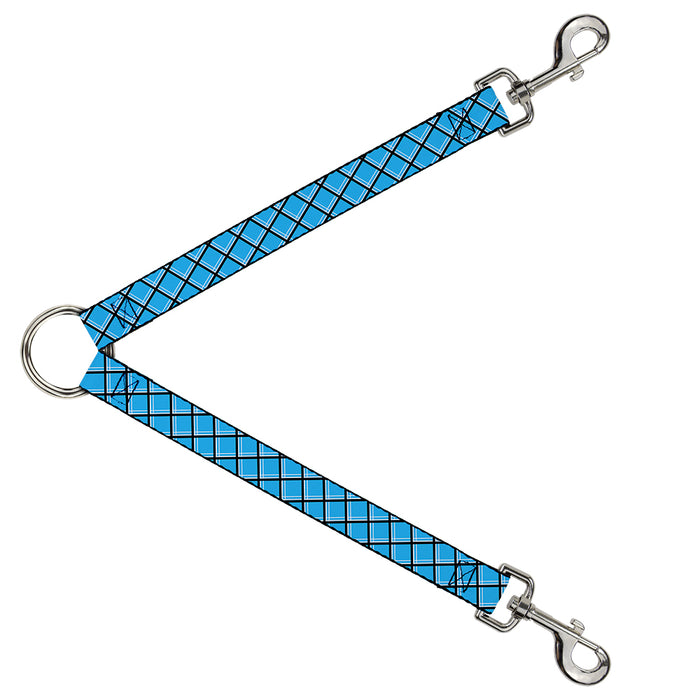 Dog Leash Splitter - Wire Grid Baby Blue Black/White Dog Leash Splitters Buckle-Down   