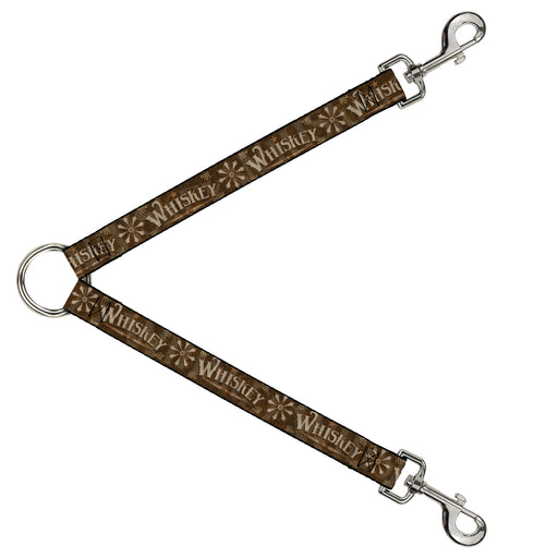 Dog Leash Splitter - Western WHISKEY Star with Text Shadow Repeat Browns Tan Dog Leash Splitters Buckle-Down   