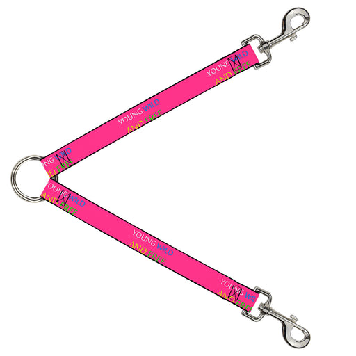 Dog Leash Splitter - YOUNG WILD AND FREE Pink/White/Blue/Yellow/Green Dog Leash Splitters Buckle-Down   