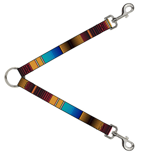 Dog Leash Splitter - Zarape6 Vertical Stripe Gold/Blues/Black/Red Dog Leash Splitters Buckle-Down   