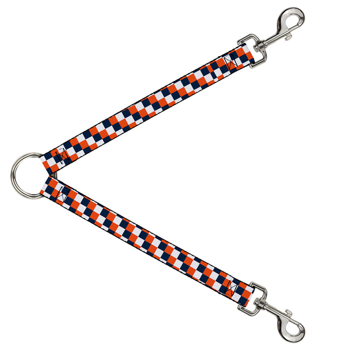 Dog Leash Splitter - Checker Navy/Orange/White Dog Leash Splitters Buckle-Down   