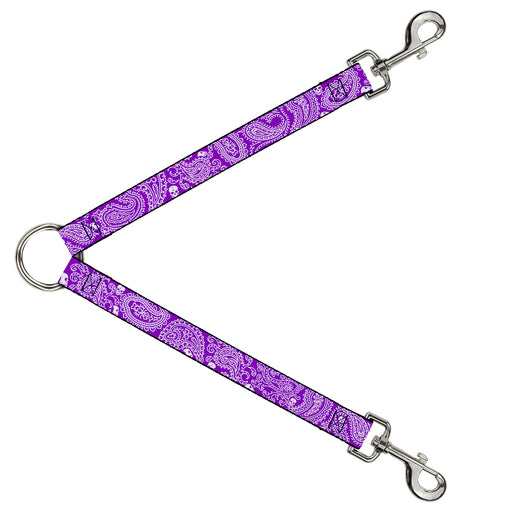 Dog Leash Splitter - Bandana/Skulls Purple/White Dog Leash Splitters Buckle-Down   