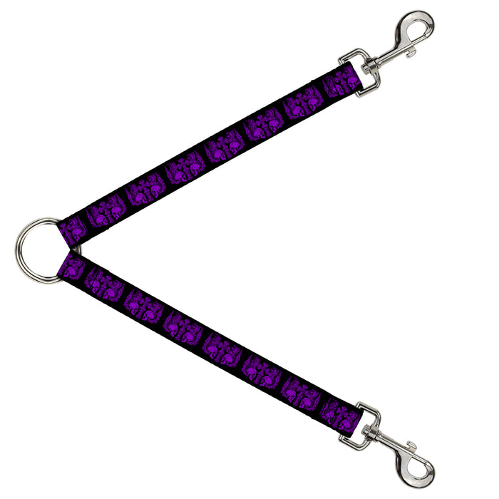 Dog Leash Splitter - BD Skulls w/Wings Black/Purple Dog Leash Splitters Buckle-Down   
