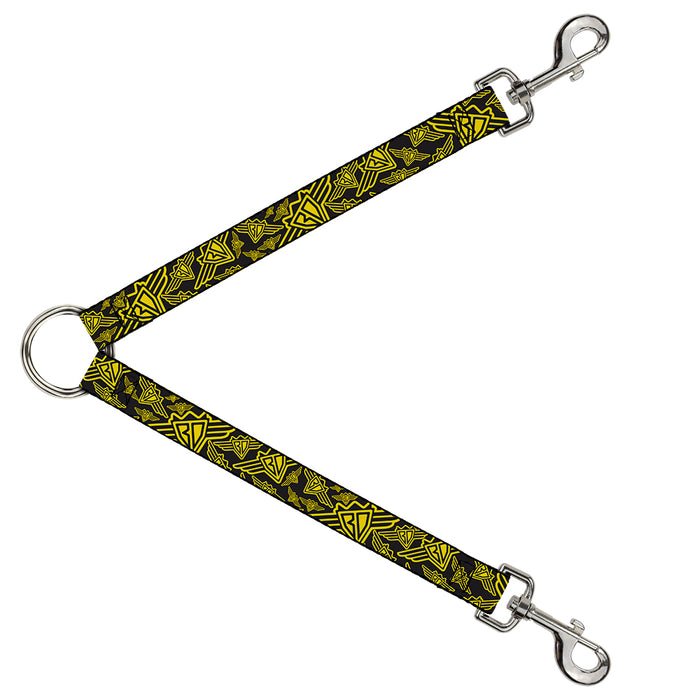 Dog Leash Splitter - BD Logo Scattered Black/Yellow Dog Leash Splitters Buckle-Down   