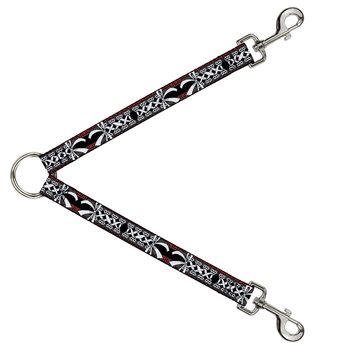 Dog Leash Splitter - Corset Lace Up w/Bow Red Plaid/Black Dog Leash Splitters Buckle-Down   