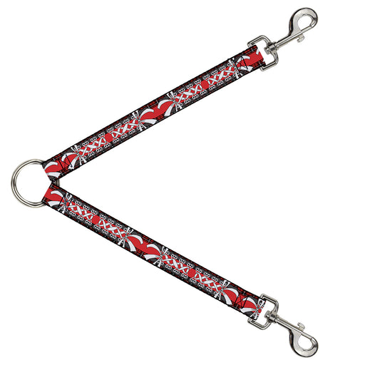 Dog Leash Splitter - Corset Lace Up w/Bow Red Plaid/Red Dog Leash Splitters Buckle-Down   
