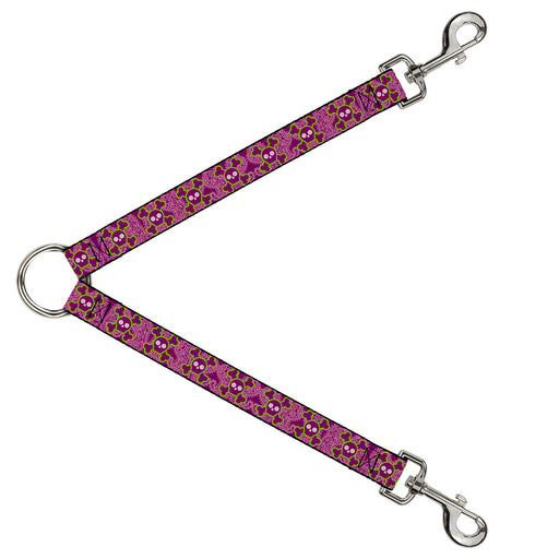 Dog Leash Splitter - Cute Skulls w/Paisley Purple/Pink/Green Dog Leash Splitters Buckle-Down   
