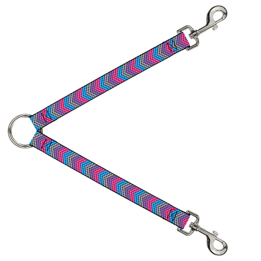 Dog Leash Splitter - Chevron Weave Gray/Lavender/Pink/Baby Blue Dog Leash Splitters Buckle-Down   