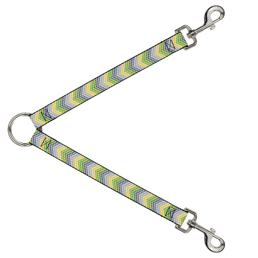 Dog Leash Splitter - Chevron Weave Grays/Yellow/Green Dog Leash Splitters Buckle-Down   