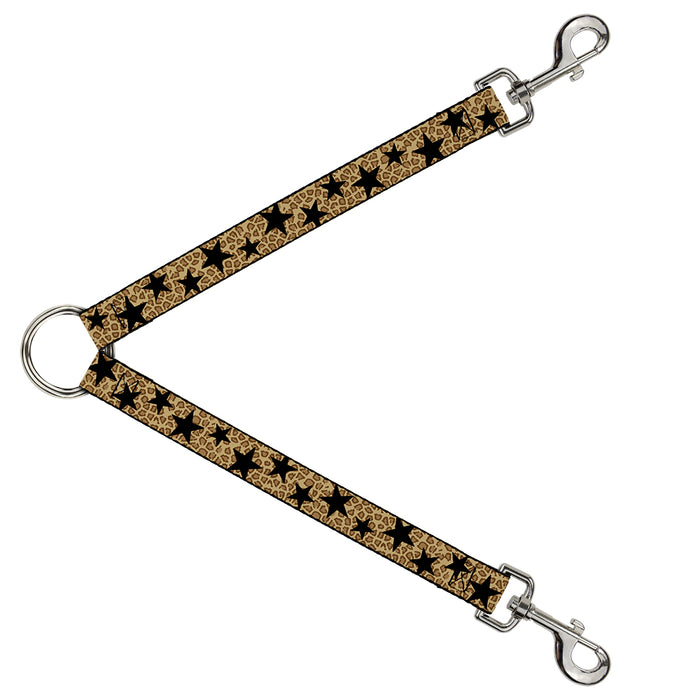 Dog Leash Splitter - Cheetah/Stars Tan/Black Dog Leash Splitters Buckle-Down   
