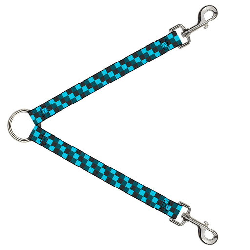 Dog Leash Splitter - Checker Trio Baby Blue/Black/Turquoise Dog Leash Splitters Buckle-Down   