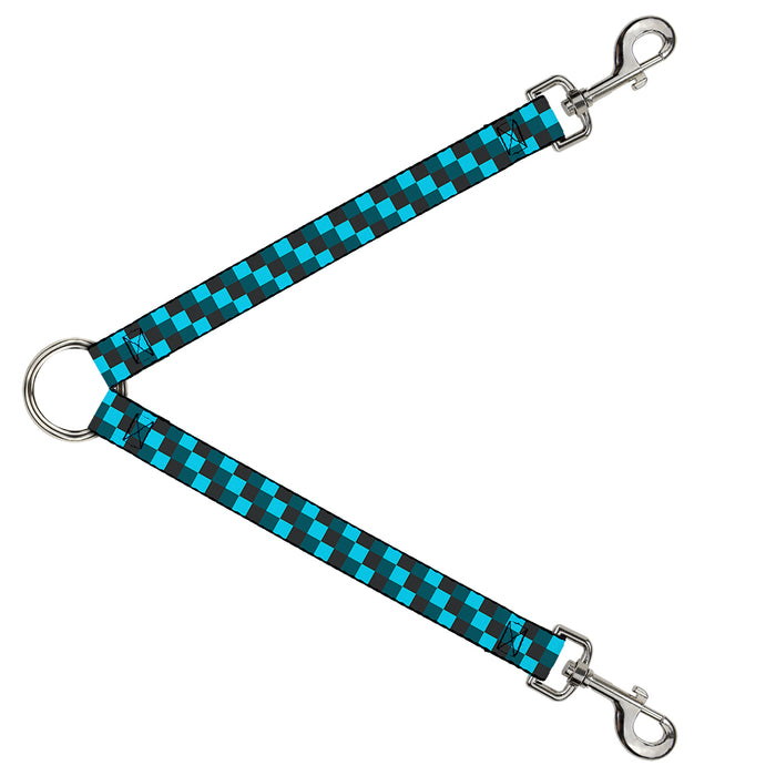 Dog Leash Splitter - Checker Trio Baby Blue/Black/Turquoise Dog Leash Splitters Buckle-Down   