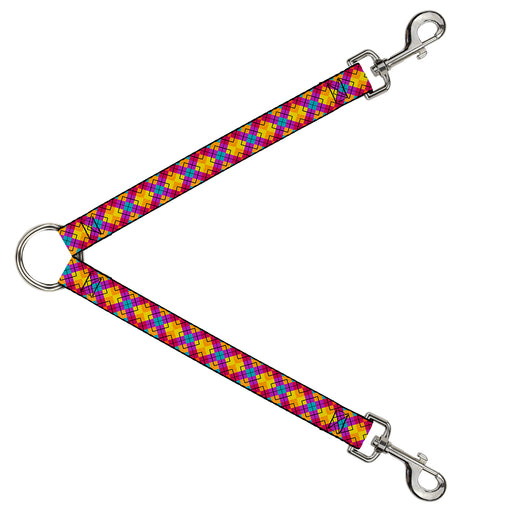 Dog Leash Splitter - Diamond Plaid Orange/Yellow/Blue/Purple/Fuchsia Dog Leash Splitters Buckle-Down   
