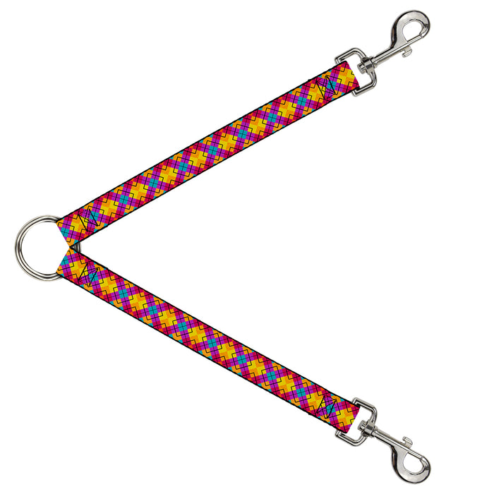 Dog Leash Splitter - Diamond Plaid Orange/Yellow/Blue/Purple/Fuchsia Dog Leash Splitters Buckle-Down   