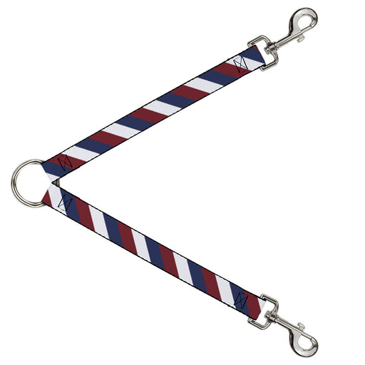 Dog Leash Splitter - Diagonal Stripe Red/White/Navy Dog Leash Splitters Buckle-Down   