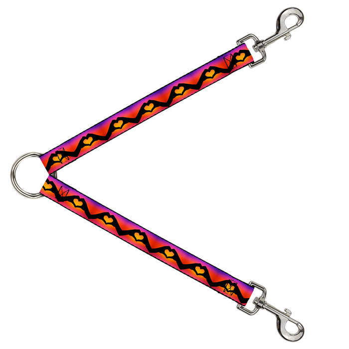 Dog Leash Splitter - Hand Heart Silhouette Ombre Purples/Orange/Pinks Dog Leash Splitters Buckle-Down   
