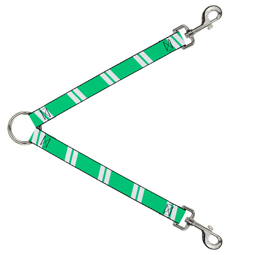 Dog Leash Splitter - Hash Mark Stripe Double Green/Silver Dog Leash Splitters Buckle-Down   