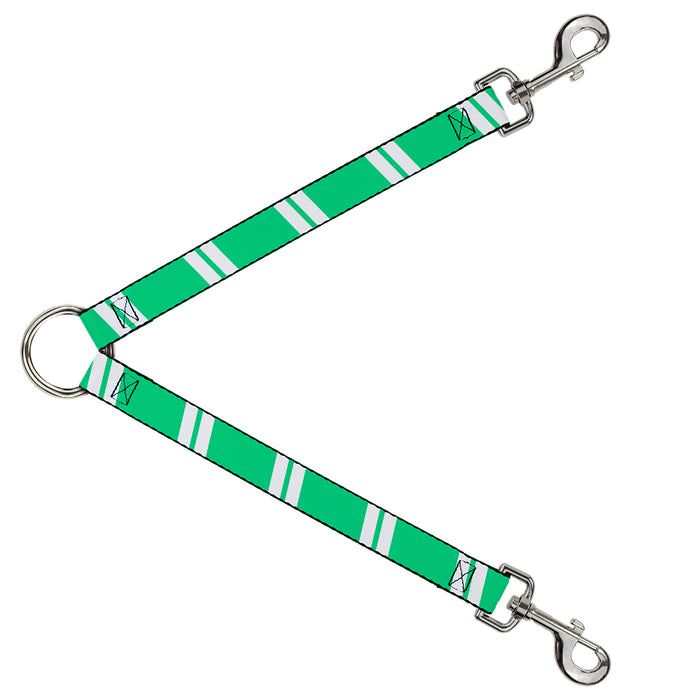 Dog Leash Splitter - Hash Mark Stripe Double Green/Silver Dog Leash Splitters Buckle-Down   