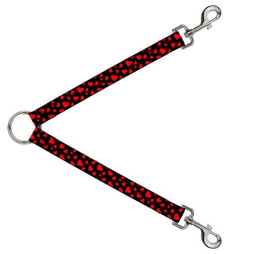 Dog Leash Splitter - Hearts Scattered Black/Red Dog Leash Splitters Buckle-Down   
