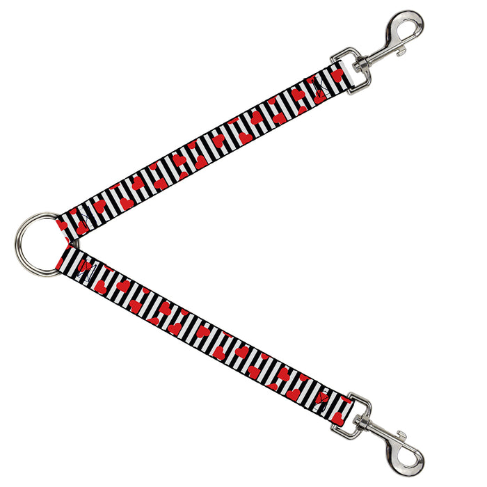 Dog Leash Splitter - Hearts Scattered/Stripe White/Black/Red Dog Leash Splitters Buckle-Down   
