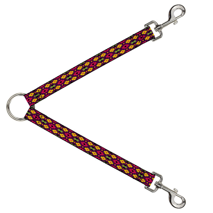 Dog Leash Splitter - Mini Navajo Purple/Yellow/Pink/Green Dog Leash Splitters Buckle-Down   