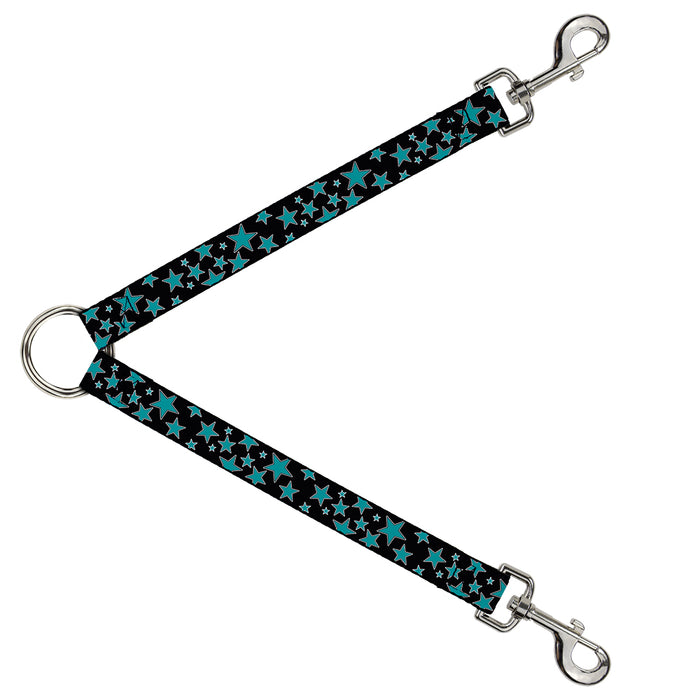 Dog Leash Splitter - Multi Stars Black/Turquoise Dog Leash Splitters Buckle-Down   
