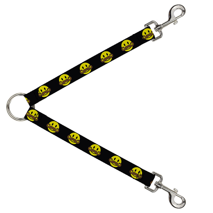 Dog Leash Splitter - Mustache Happy Face Black/Yellow/Brown Dog Leash Splitters Buckle-Down   